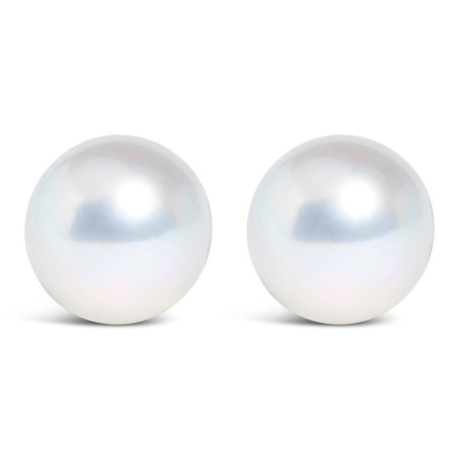 14k White Gold 5-5.5MM Cultured Freshwater Pearl Solitaire Stud Earrings - Earrings - Custom Crafting Alliance, LLC