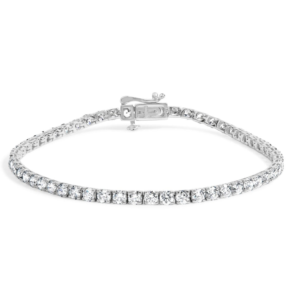 14K White Gold 5.0 Cttw Lab Grown Diamond Tennis Bracelet (F-G Color, VS1-VS2 Clarity) - 7.25" Inches - Bracelets - Custom Crafting Alliance, LLC