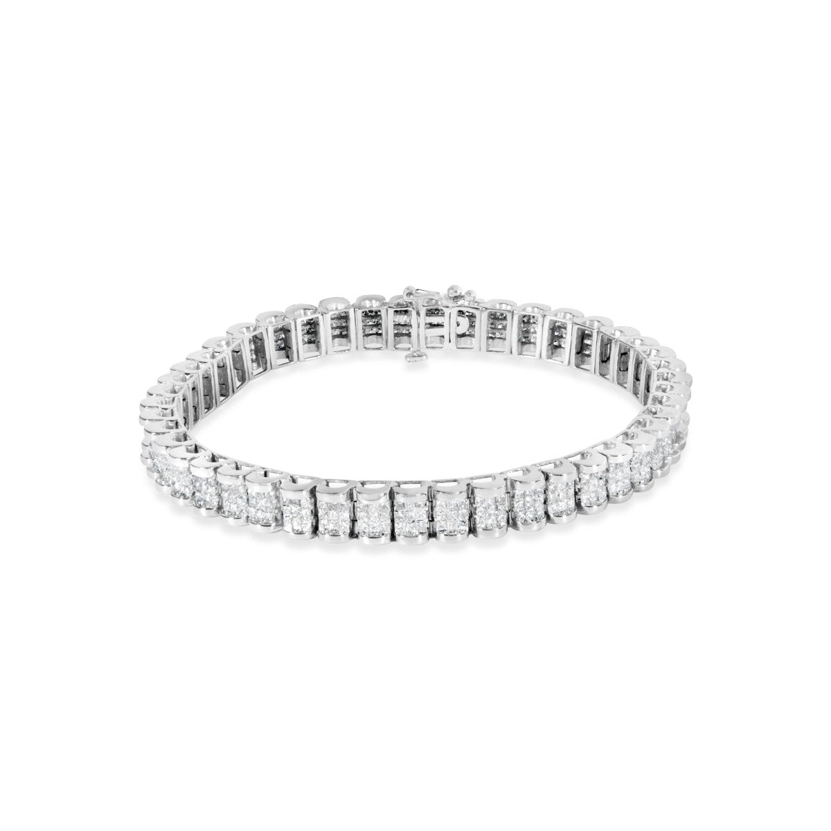 14K White Gold 5.00 Cttw Invisible Set Princess-Cut Diamond Belt and Buckle Tennis 7