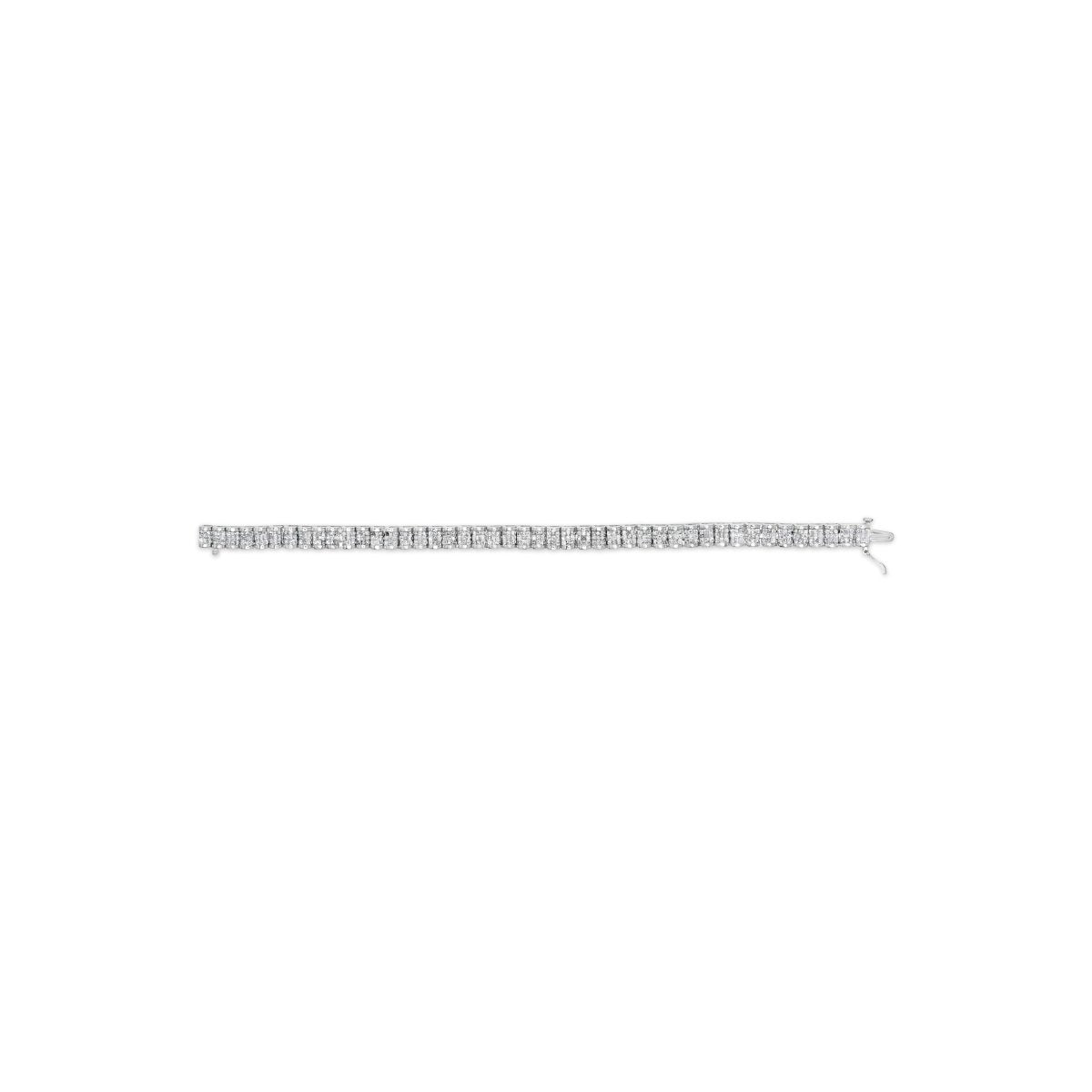 14K White Gold 5.00 Cttw Invisible Set Princess-Cut Diamond Belt and Buckle Tennis 7
