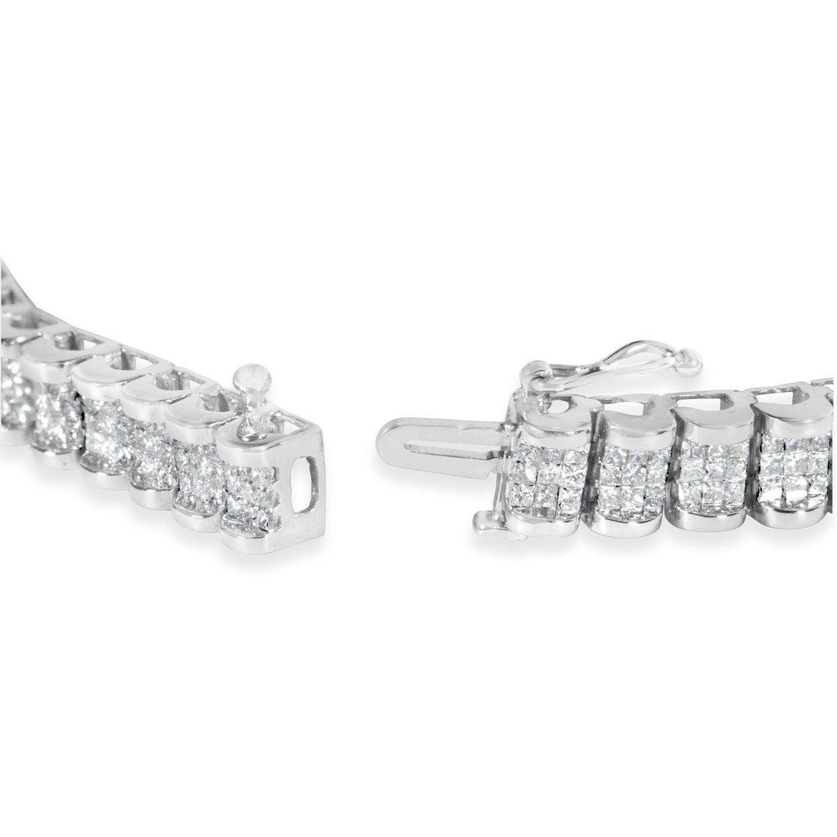 14K White Gold 5.00 Cttw Invisible Set Princess-Cut Diamond Belt and Buckle Tennis 7