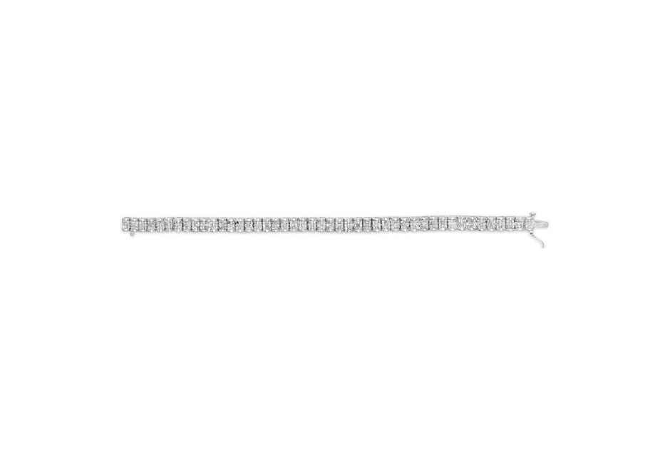 14K White Gold 5.00 Cttw Invisible Set Princess-Cut Diamond Belt and Buckle Tennis 7