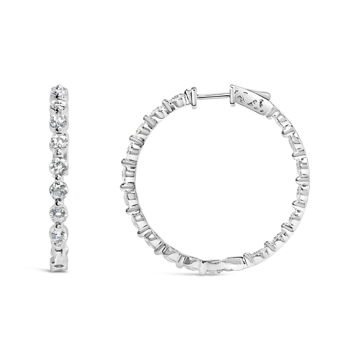 14K White Gold 5.00 Cttw Lab Grown Diamond Inside-Out Hoop Earring - Earrings - Custom Crafting Alliance, LLC
