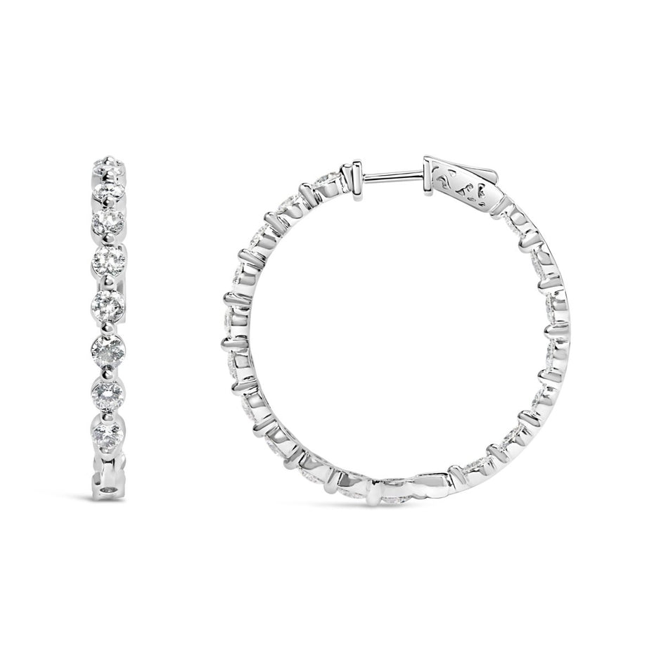 14K White Gold 5.00 Cttw Lab Grown Diamond Inside-Out Hoop Earring - Earrings - Custom Crafting Alliance, LLC