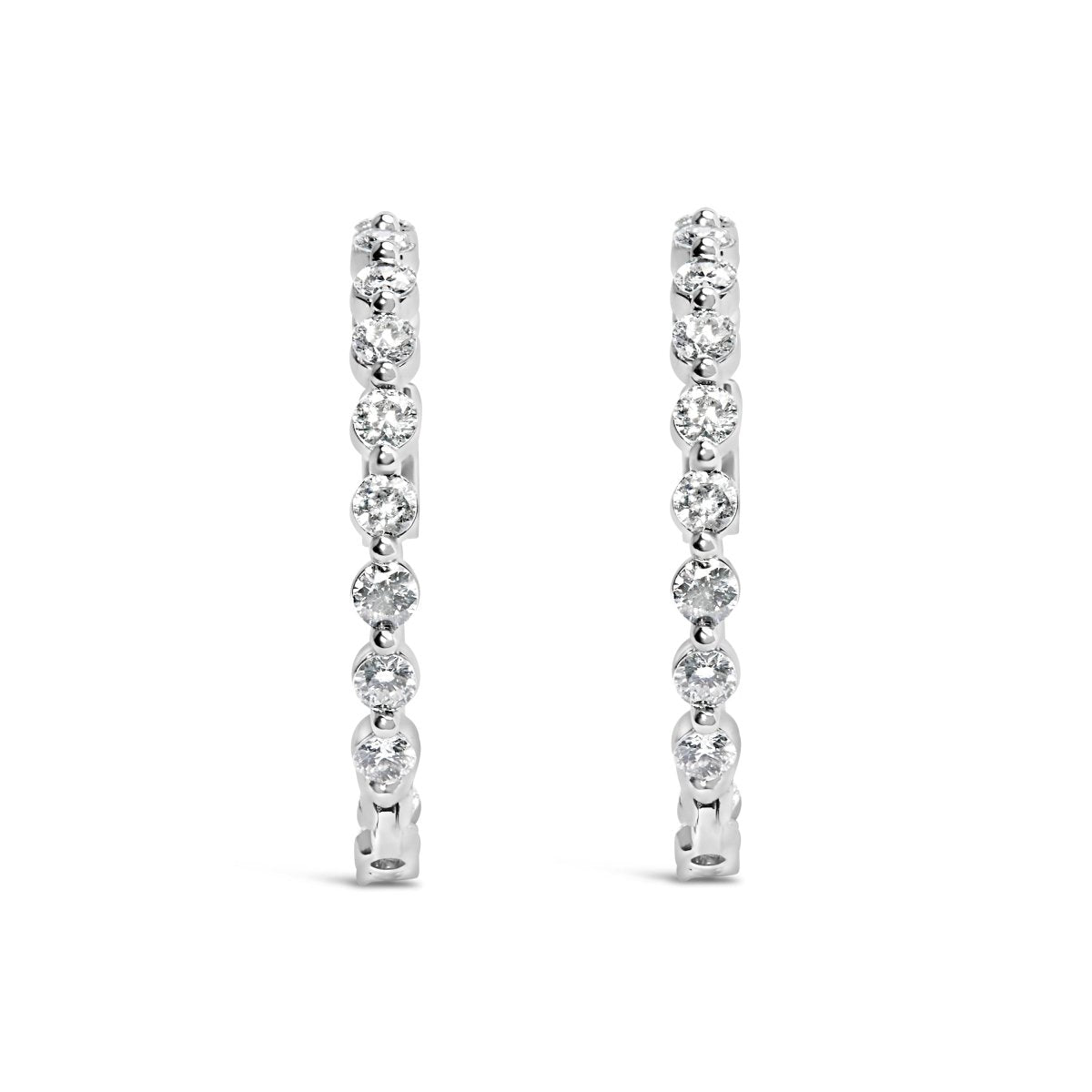 14K White Gold 5.00 Cttw Lab Grown Diamond Inside-Out Hoop Earring - Earrings - Custom Crafting Alliance, LLC