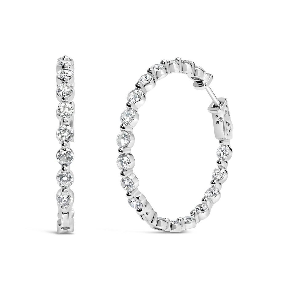 14K White Gold 5.00 Cttw Lab Grown Diamond Inside-Out Hoop Earring - Earrings - Custom Crafting Alliance, LLC