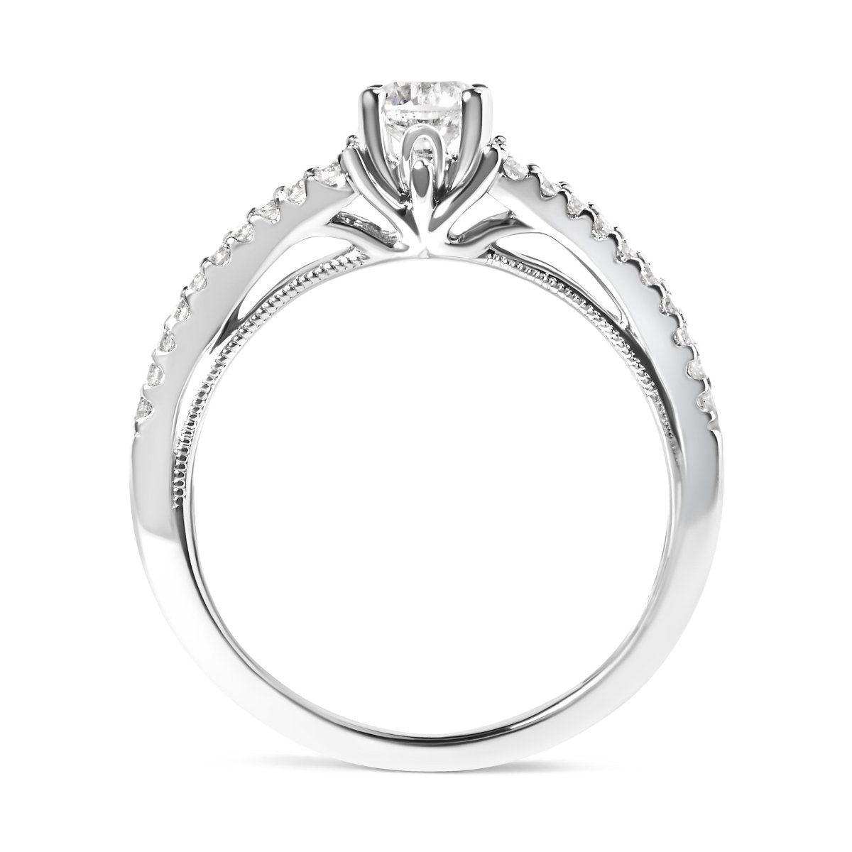 14K White Gold 5/8 Cttw Diamond Split Shank Engagement Ring (G-H Color, VS2-SI1 Clarity) - Size 7 - Rings - Custom Crafting Alliance, LLC