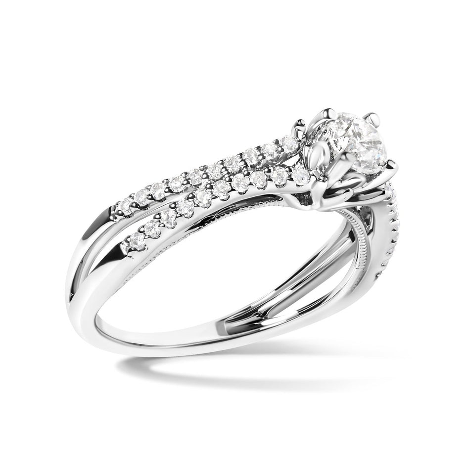 14K White Gold 5/8 Cttw Diamond Split Shank Engagement Ring (G-H Color, VS2-SI1 Clarity) - Size 7 - Rings - Custom Crafting Alliance, LLC