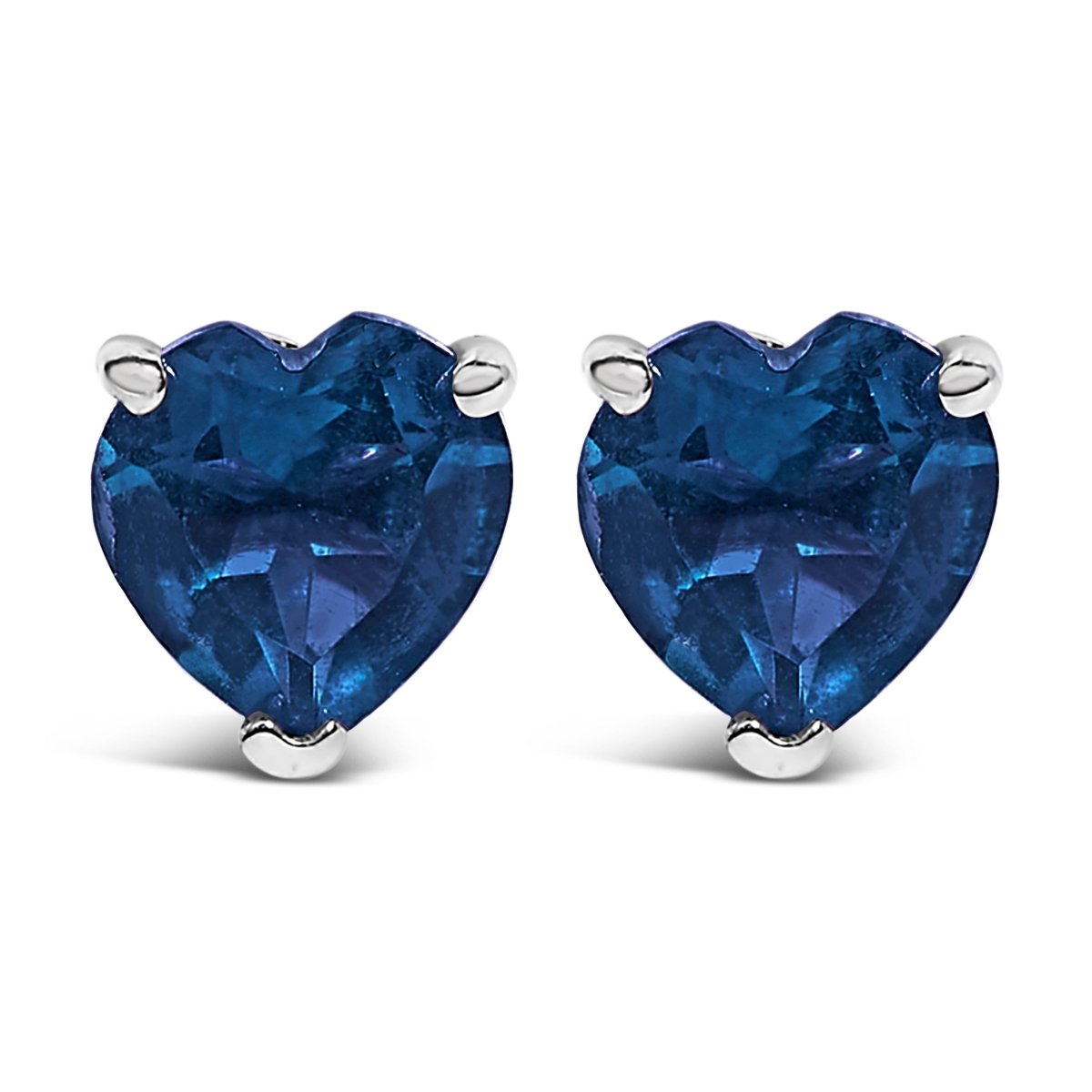 14K White Gold 5MM Heart Cut Purple Amethyst Solitaire Stud Earrings - Earrings - Custom Crafting Alliance, LLC