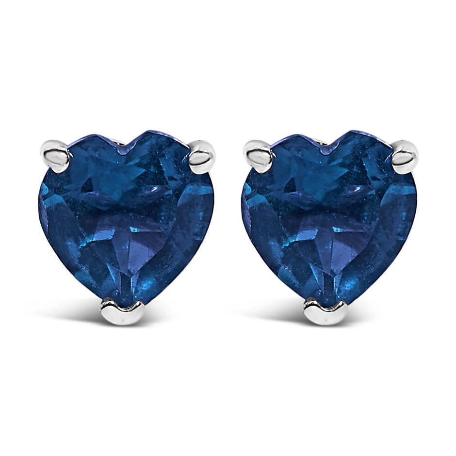 14K White Gold 5MM Heart Cut Purple Amethyst Solitaire Stud Earrings - Earrings - Custom Crafting Alliance, LLC