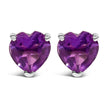 14K White Gold 5MM Heart Cut Purple Amethyst Solitaire Stud Earrings - Earrings - Custom Crafting Alliance, LLC
