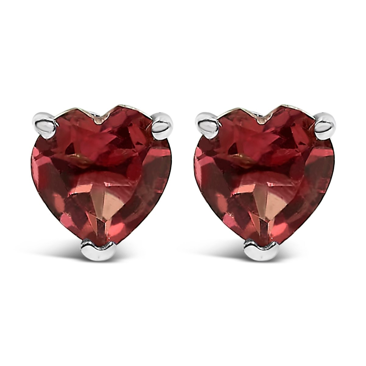 14K White Gold 5MM Heart Cut Purple Amethyst Solitaire Stud Earrings - Earrings - Custom Crafting Alliance, LLC