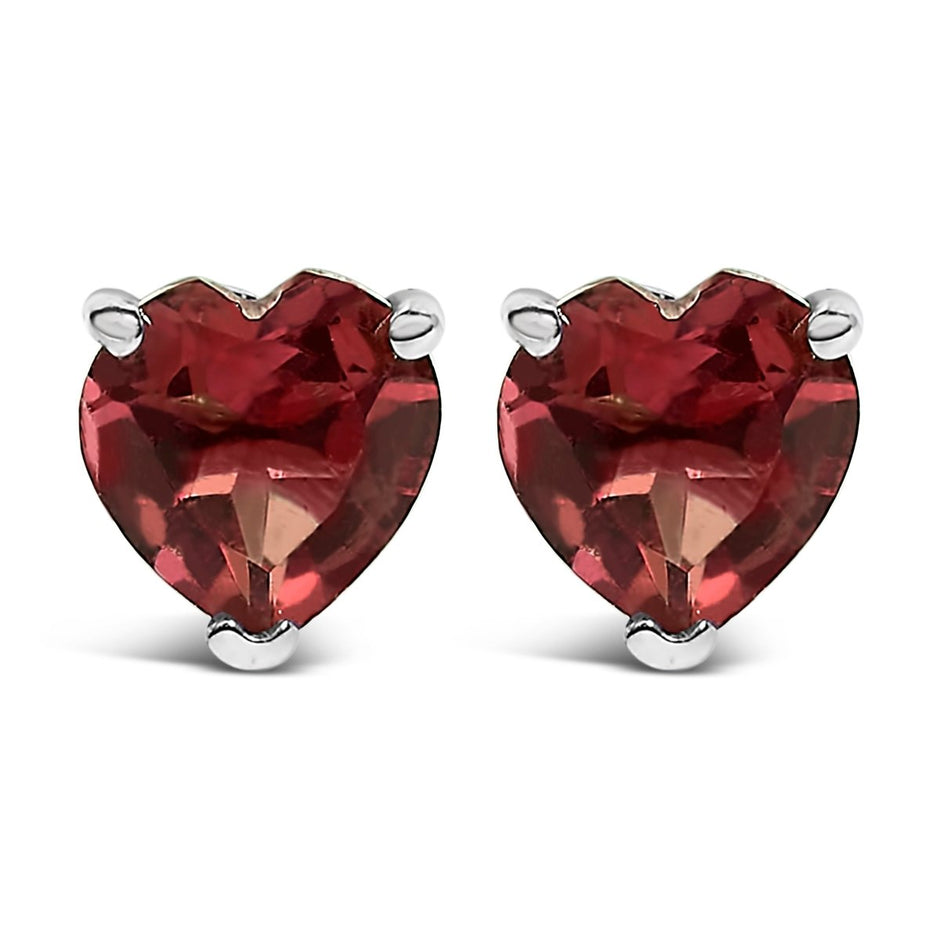 14K White Gold 5MM Heart Cut Purple Amethyst Solitaire Stud Earrings - Earrings - Custom Crafting Alliance, LLC