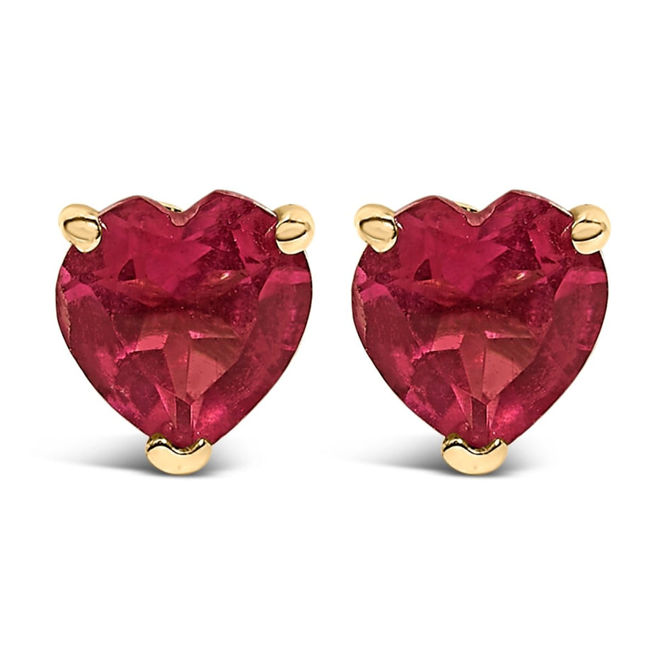 14K White Gold 5MM Heart Cut Purple Amethyst Solitaire Stud Earrings - Earrings - Custom Crafting Alliance, LLC