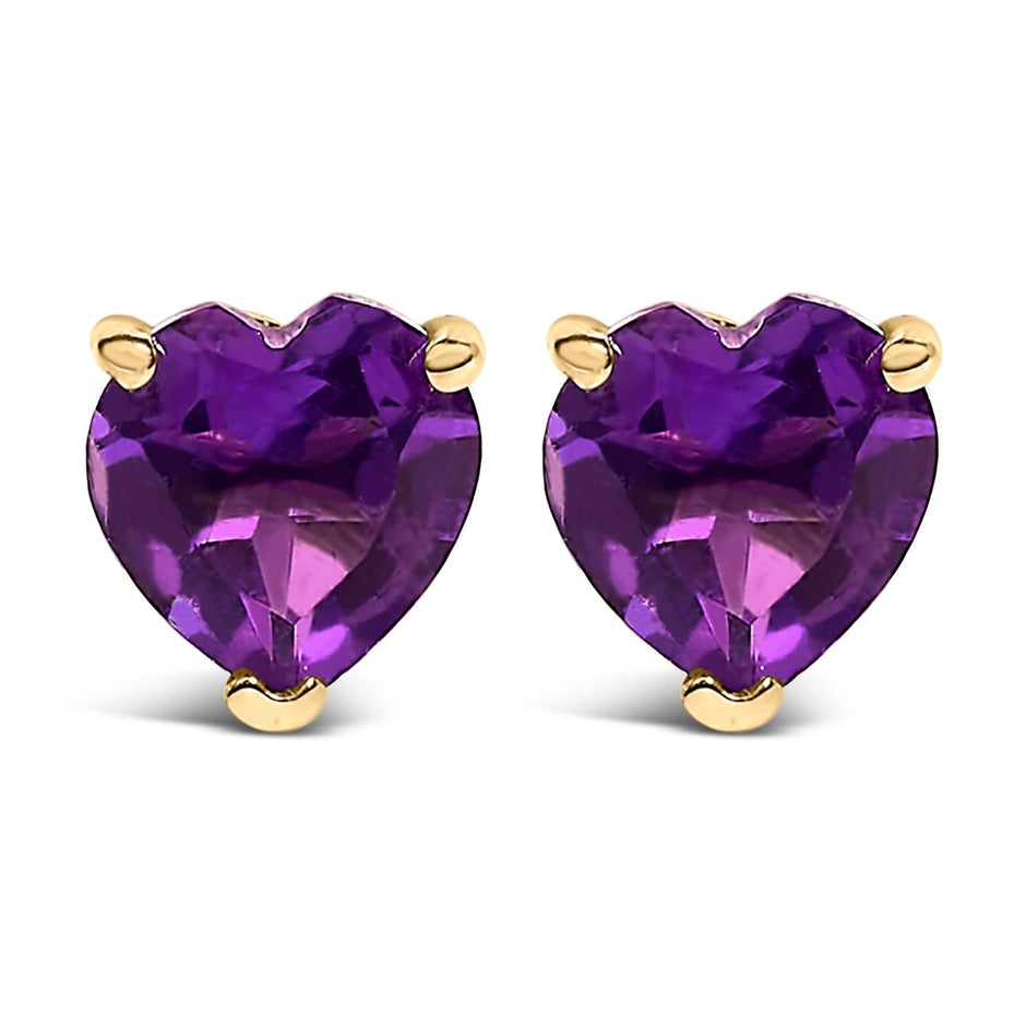 14K White Gold 5MM Heart Cut Purple Amethyst Solitaire Stud Earrings - Earrings - Custom Crafting Alliance, LLC