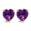 14K White Gold 5MM Heart Cut Purple Amethyst Solitaire Stud Earrings - Earrings - Custom Crafting Alliance, LLC