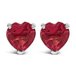 14K White Gold 5MM Heart Cut Purple Amethyst Solitaire Stud Earrings - Earrings - Custom Crafting Alliance, LLC