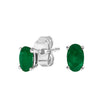 14K White Gold 5x3 MM Oval Green Emerald Solitaire Stud Earrings - Earrings - Custom Crafting Alliance, LLC