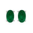 14K White Gold 5x3 MM Oval Green Emerald Solitaire Stud Earrings - Earrings - Custom Crafting Alliance, LLC