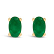 14K White Gold 5x3 MM Oval Green Emerald Solitaire Stud Earrings - Earrings - Custom Crafting Alliance, LLC