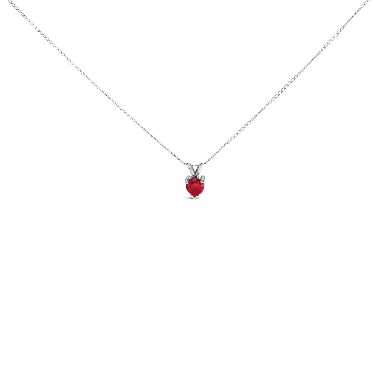 14K White Gold 5X5 MM Heart Shaped Purple Amethyst Solitaire Pendant Necklace - Necklaces - Custom Crafting Alliance, LLC