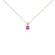 14K White Gold 5x5 MM Square Shaped Purple Amethyst Solitaire Pendant Necklace - Necklaces - Custom Crafting Alliance, LLC