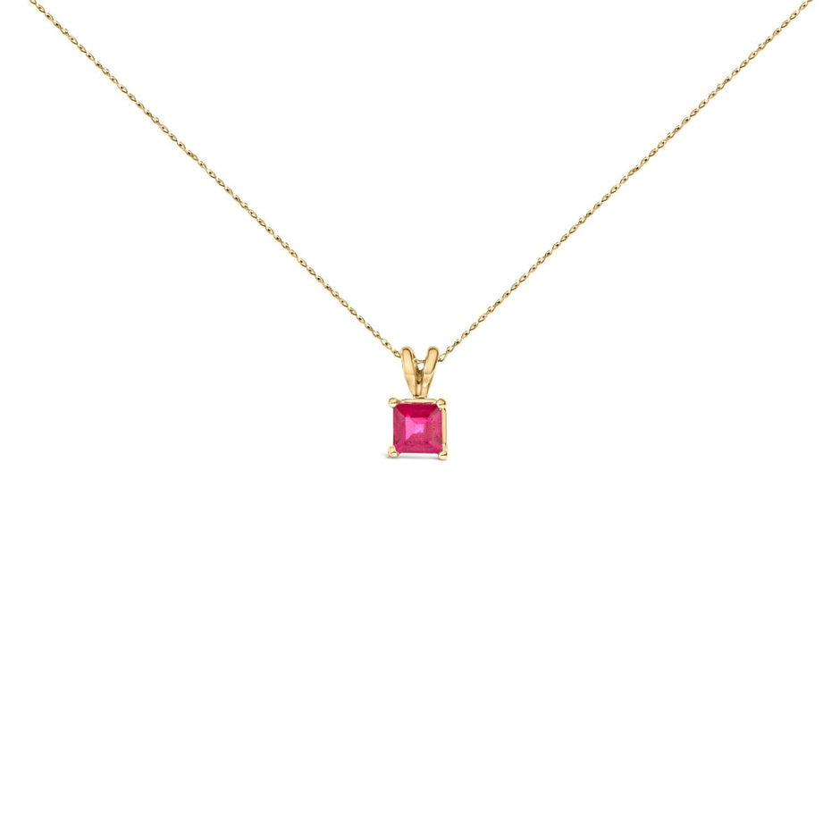 14K White Gold 5x5 MM Square Shaped Purple Amethyst Solitaire Pendant Necklace - Necklaces - Custom Crafting Alliance, LLC