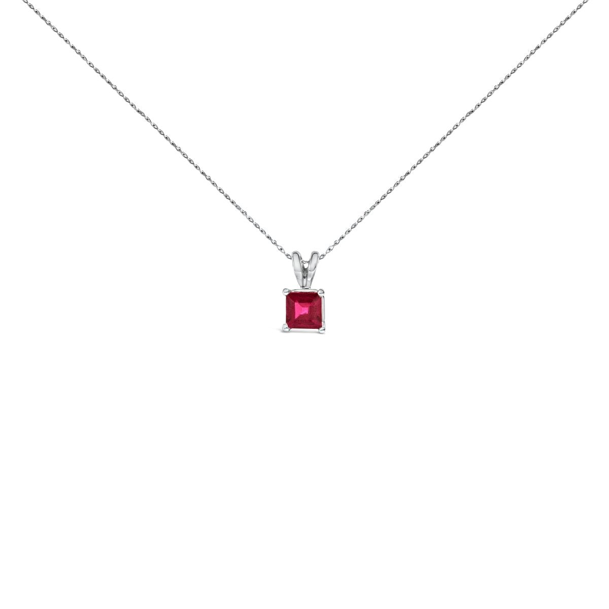 14K White Gold 5x5 MM Square Shaped Purple Amethyst Solitaire Pendant Necklace - Necklaces - Custom Crafting Alliance, LLC
