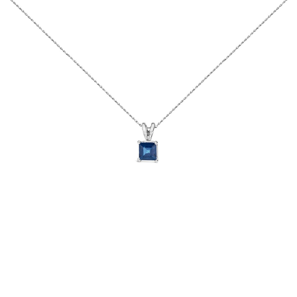 14K White Gold 5x5 MM Square Shaped Purple Amethyst Solitaire Pendant Necklace - Necklaces - Custom Crafting Alliance, LLC