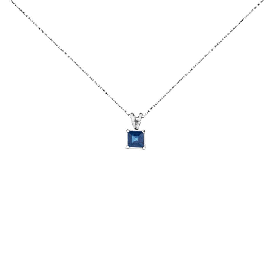 14K White Gold 5x5 MM Square Shaped Purple Amethyst Solitaire Pendant Necklace - Necklaces - Custom Crafting Alliance, LLC