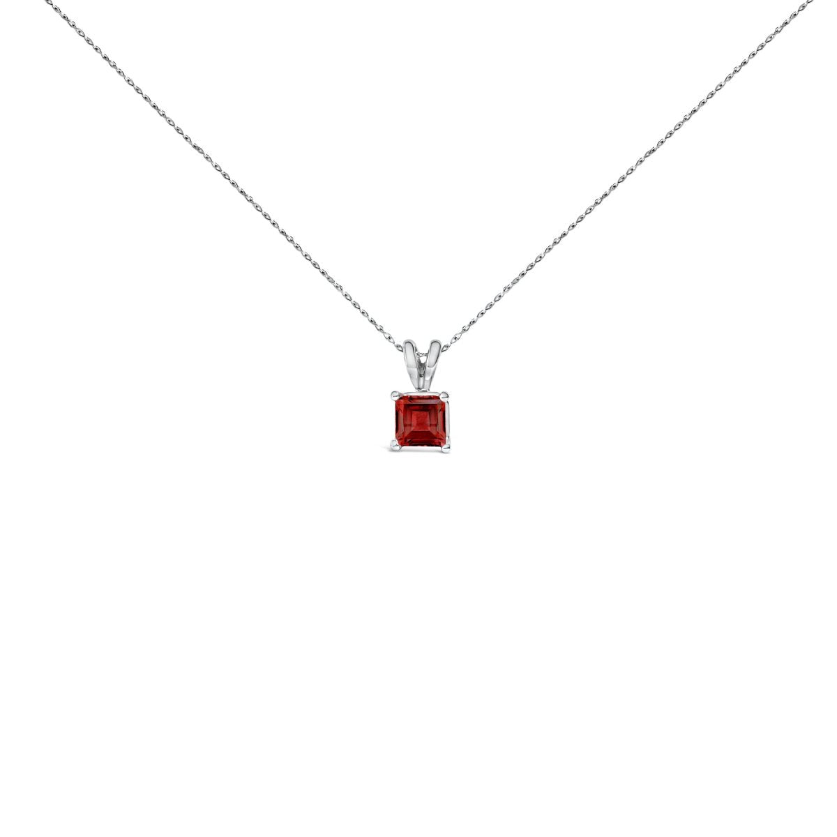 14K White Gold 5x5 MM Square Shaped Purple Amethyst Solitaire Pendant Necklace - Necklaces - Custom Crafting Alliance, LLC