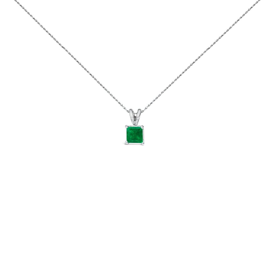 14K White Gold 5x5 MM Square Shaped Purple Amethyst Solitaire Pendant Necklace - Necklaces - Custom Crafting Alliance, LLC