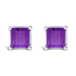 14K White Gold 5x5MM Princess Cut Purple Amethyst Solitaire Stud Earrings - Earrings - Custom Crafting Alliance, LLC