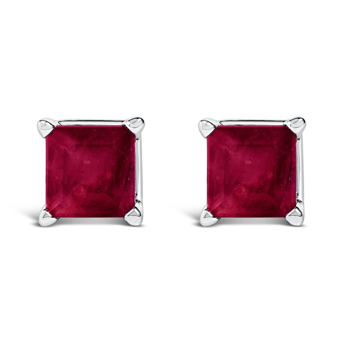 14K White Gold 5x5MM Princess Cut Purple Amethyst Solitaire Stud Earrings - Earrings - Custom Crafting Alliance, LLC