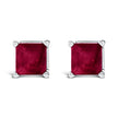 14K White Gold 5x5MM Princess Cut Purple Amethyst Solitaire Stud Earrings - Earrings - Custom Crafting Alliance, LLC