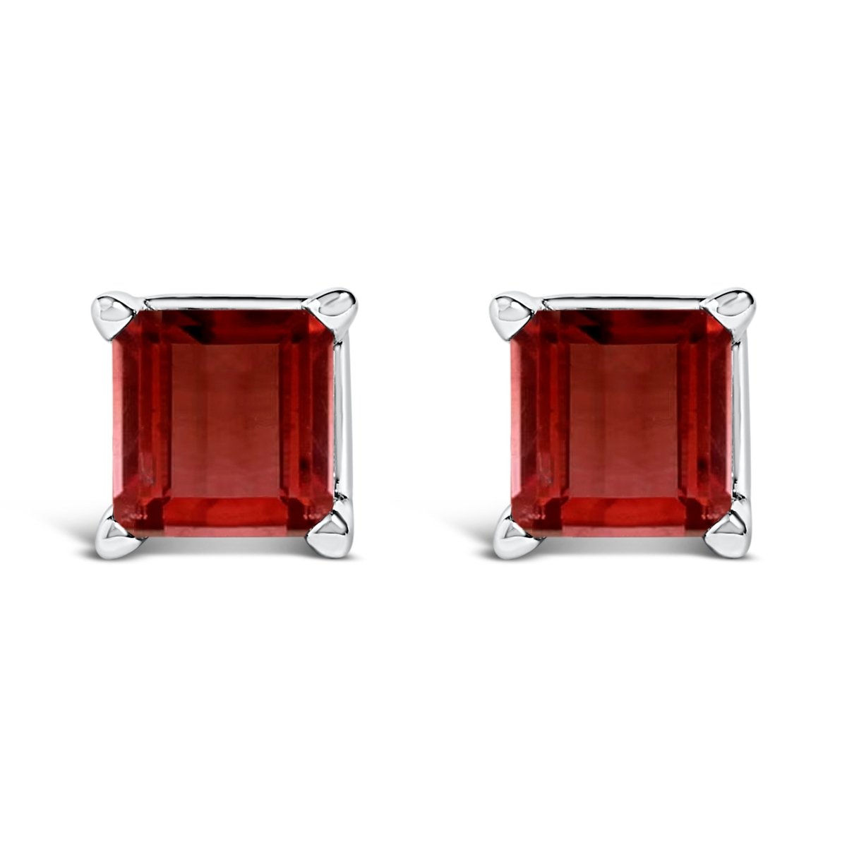 14K White Gold 5x5MM Princess Cut Purple Amethyst Solitaire Stud Earrings - Earrings - Custom Crafting Alliance, LLC