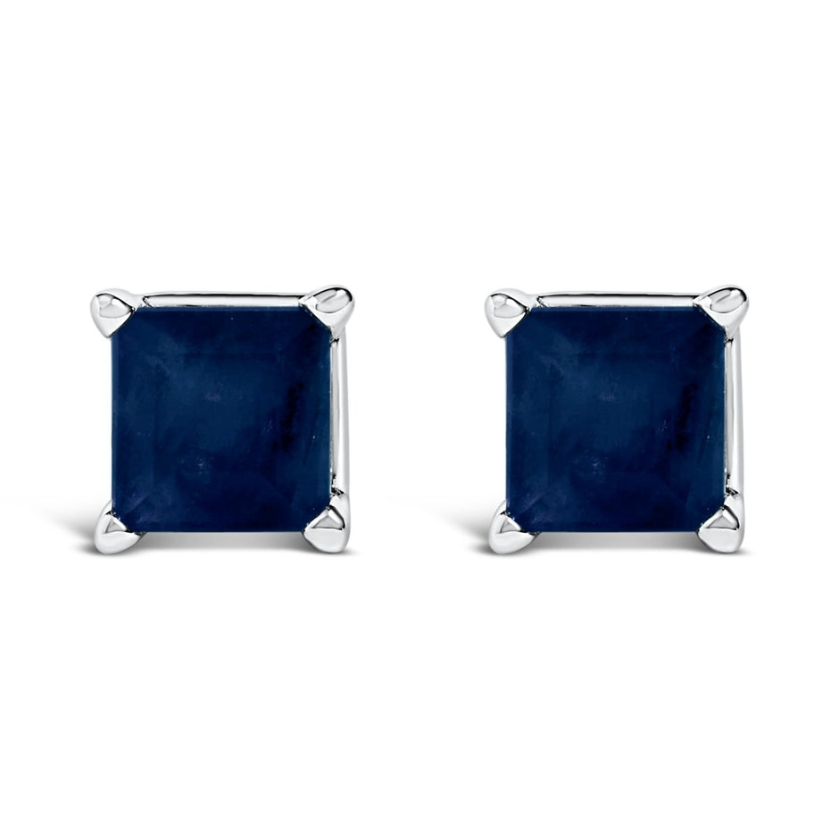 14K White Gold 5x5MM Princess Cut Purple Amethyst Solitaire Stud Earrings - Earrings - Custom Crafting Alliance, LLC
