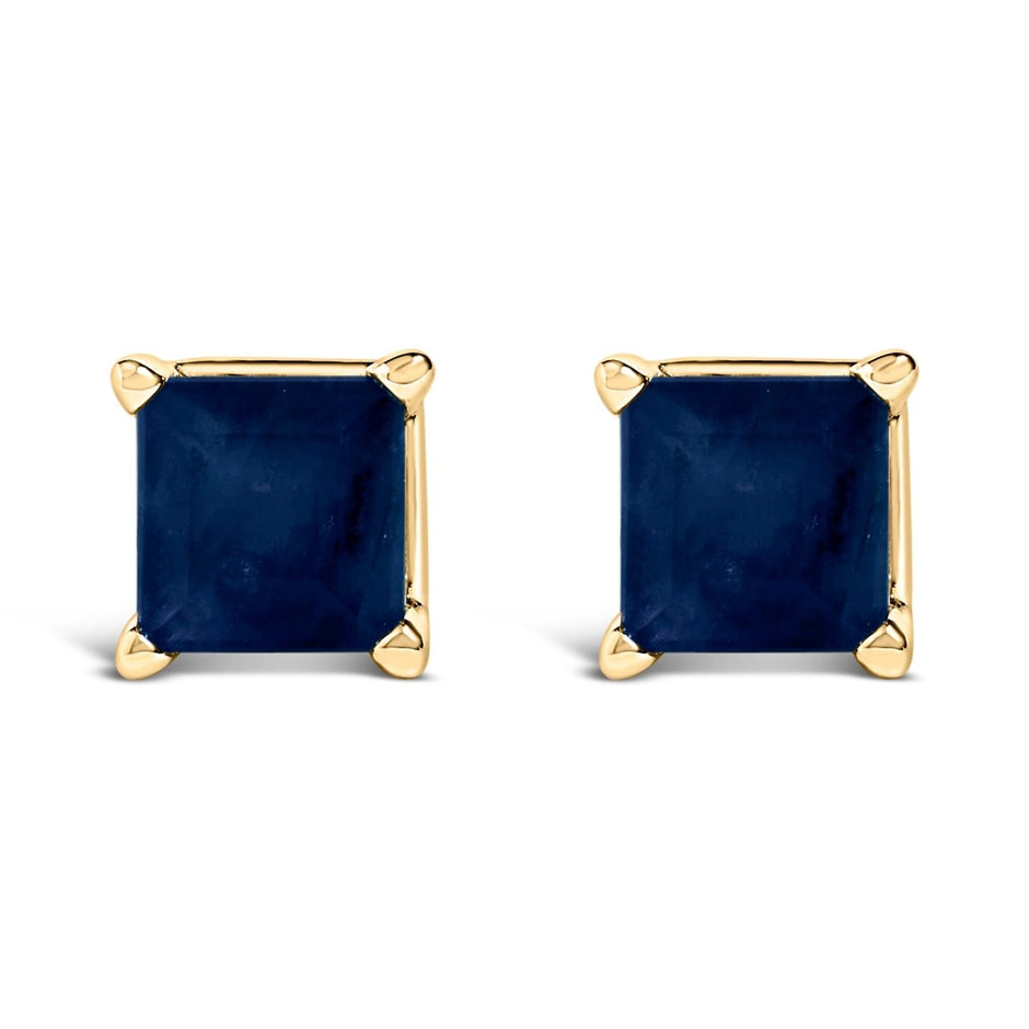 14K White Gold 5x5MM Princess Cut Purple Amethyst Solitaire Stud Earrings - Earrings - Custom Crafting Alliance, LLC