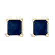14K White Gold 5x5MM Princess Cut Purple Amethyst Solitaire Stud Earrings - Earrings - Custom Crafting Alliance, LLC