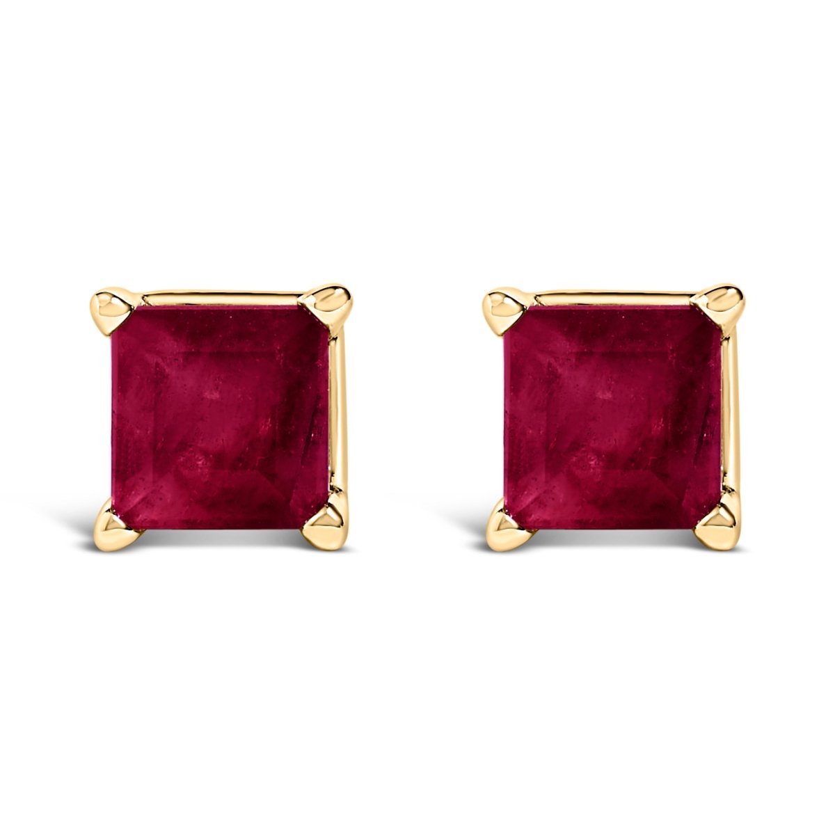 14K White Gold 5x5MM Princess Cut Purple Amethyst Solitaire Stud Earrings - Earrings - Custom Crafting Alliance, LLC