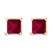 14K White Gold 5x5MM Princess Cut Purple Amethyst Solitaire Stud Earrings - Earrings - Custom Crafting Alliance, LLC