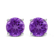 14K White Gold 5X5MM Round Purple Amethyst Solitaire Stud Earrings - Earrings - Custom Crafting Alliance, LLC