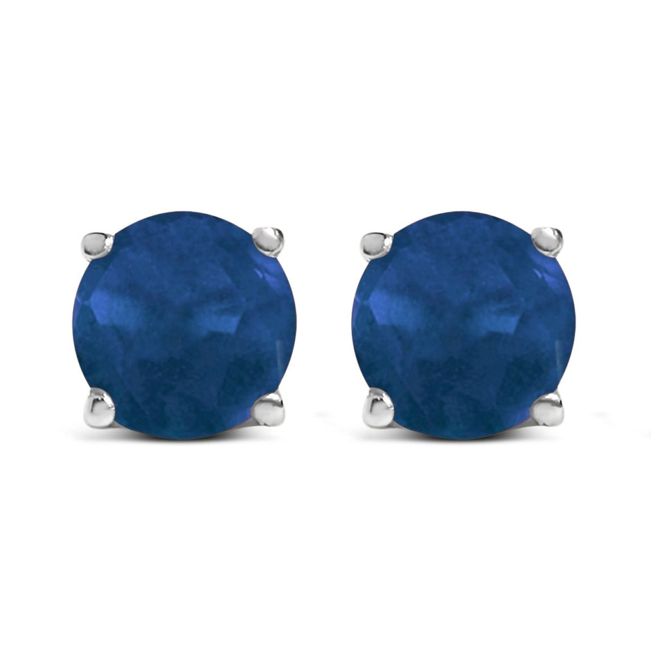 14K White Gold 5X5MM Round Purple Amethyst Solitaire Stud Earrings - Earrings - Custom Crafting Alliance, LLC