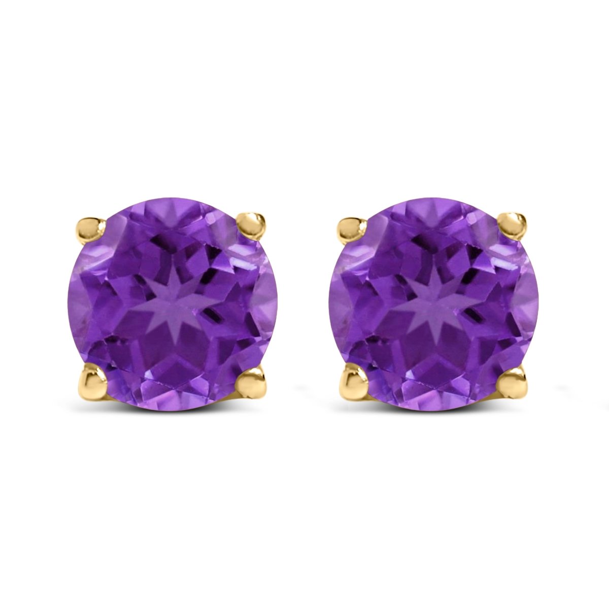 14K White Gold 5X5MM Round Purple Amethyst Solitaire Stud Earrings - Earrings - Custom Crafting Alliance, LLC