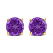 14K White Gold 5X5MM Round Purple Amethyst Solitaire Stud Earrings - Earrings - Custom Crafting Alliance, LLC