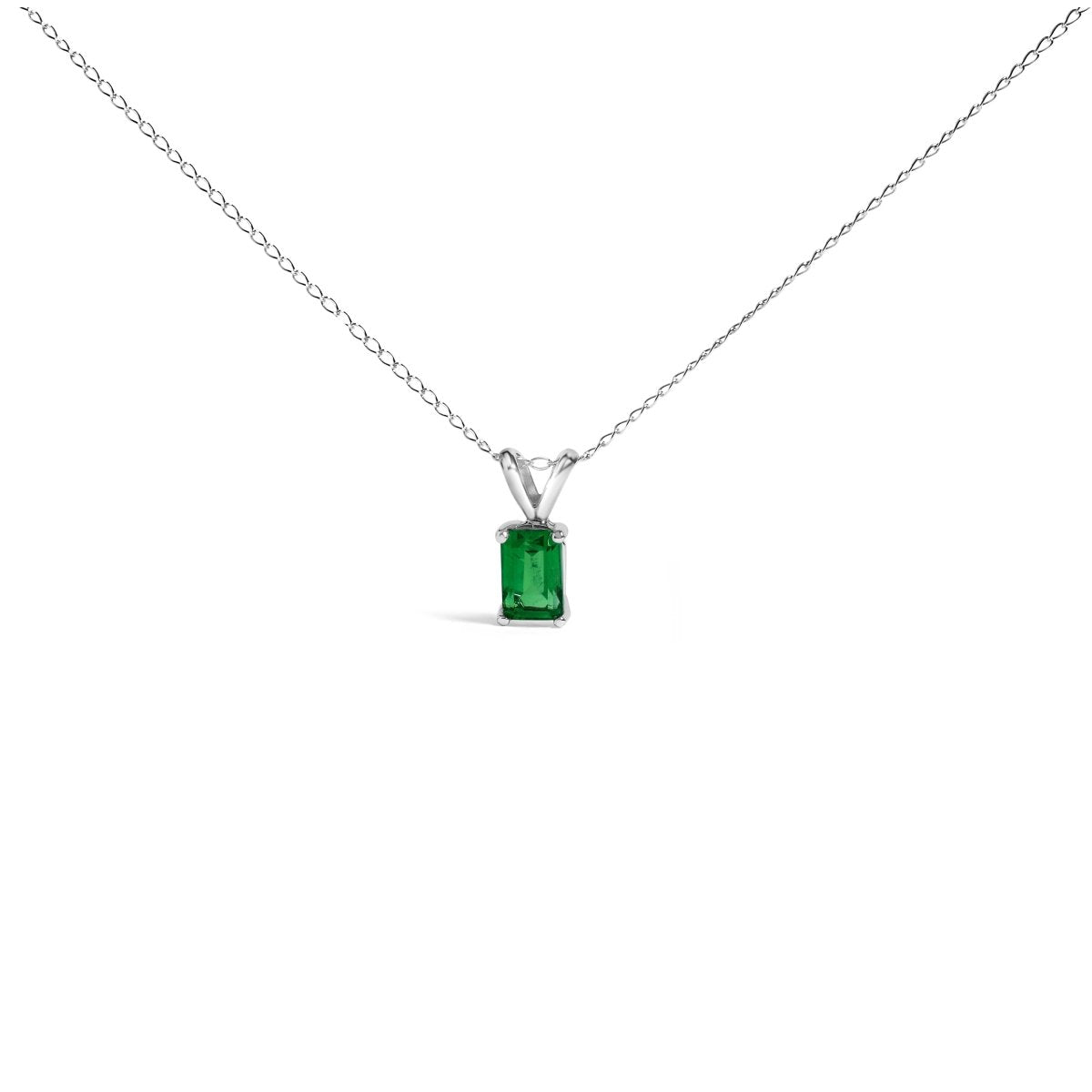 14K White Gold 6x4MM Emerald Cut Purple Amethyst Solitaire Pendant Necklace - Necklaces - Custom Crafting Alliance, LLC