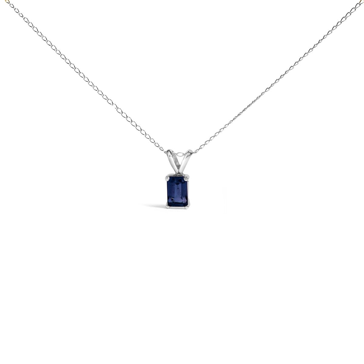 14K White Gold 6x4MM Emerald Cut Purple Amethyst Solitaire Pendant Necklace - Necklaces - Custom Crafting Alliance, LLC