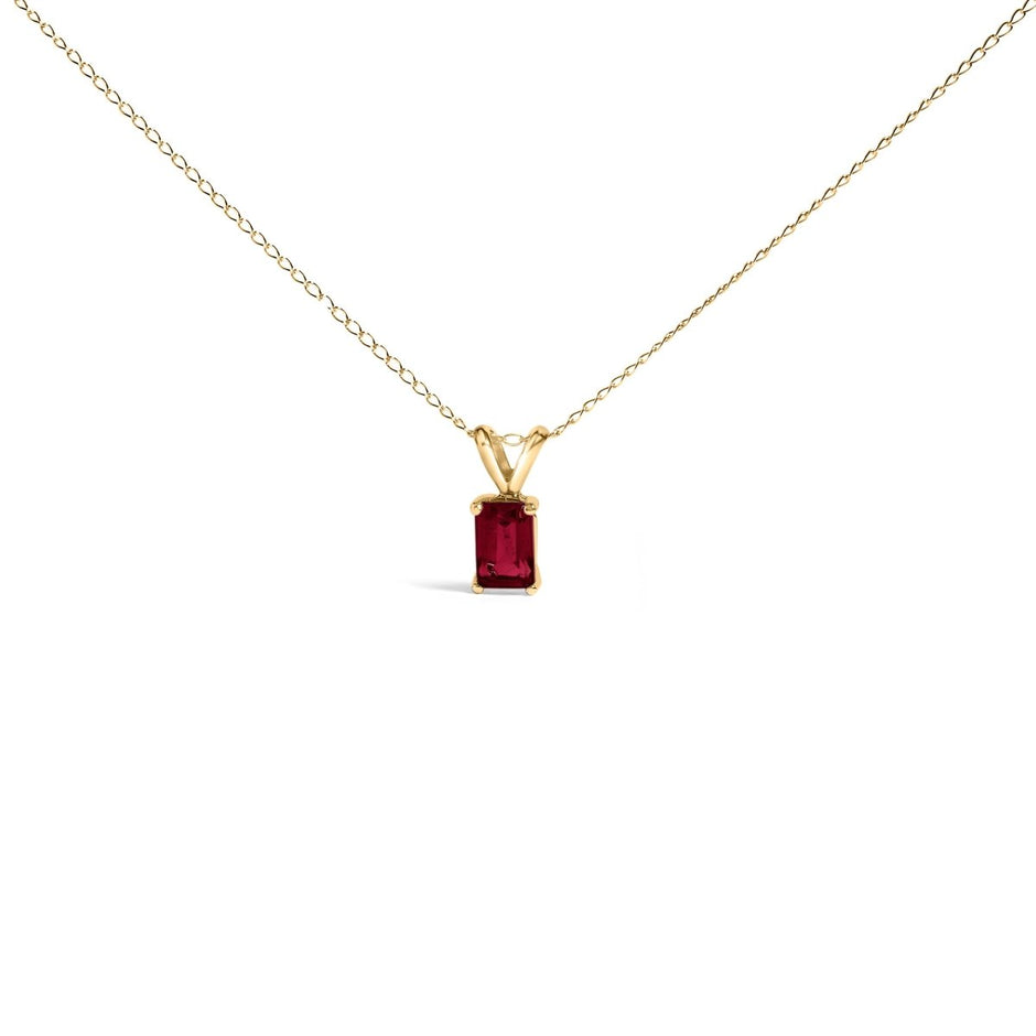 14K White Gold 6x4MM Emerald Cut Purple Amethyst Solitaire Pendant Necklace - Necklaces - Custom Crafting Alliance, LLC