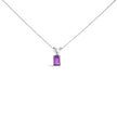 14K White Gold 6x4MM Emerald Cut Purple Amethyst Solitaire Pendant Necklace - Necklaces - Custom Crafting Alliance, LLC