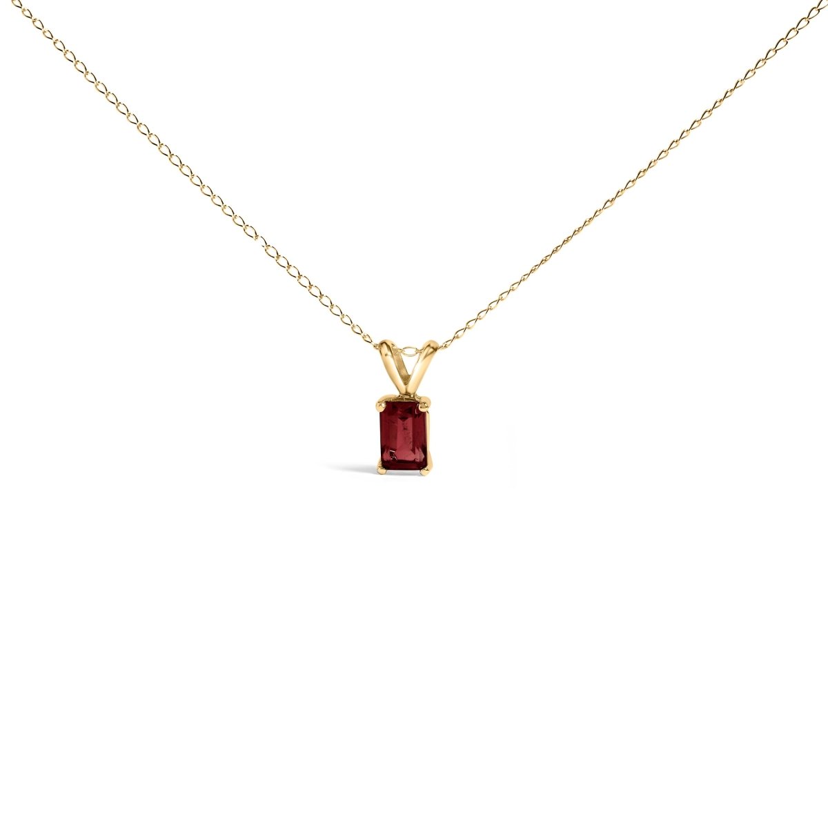 14K White Gold 6x4MM Emerald Cut Purple Amethyst Solitaire Pendant Necklace - Necklaces - Custom Crafting Alliance, LLC